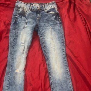 refuge Skinny Distressed Light Blue Jeans